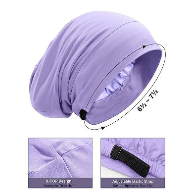 Satin Lined Bonnet Sleeping Cap Adjustable Slouchy Beanie Hair Wrap Curly Braid Locs
