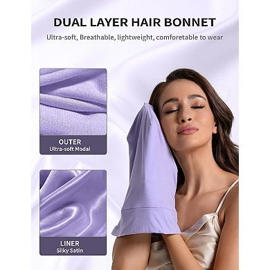 Satin Lined Bonnet Sleeping Cap Adjustable Slouchy Beanie Hair Wrap Curly Braid Locs