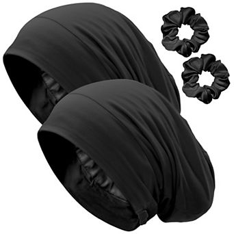 Satin Lined Bonnet Sleeping Cap Adjustable Slouchy Beanie Hair Wrap Curly Braid Locs