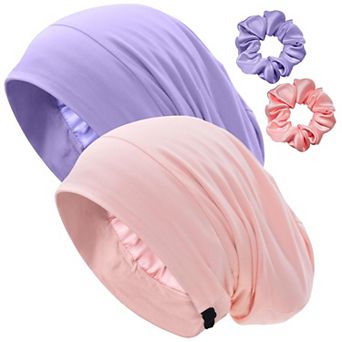 Satin Lined Bonnet Sleeping Cap Adjustable Slouchy Beanie Hair Wrap Curly Braid Locs
