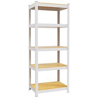 5 tier 24" W x 16" D x 60" H Storage Shelves White Metal Garage Shelving