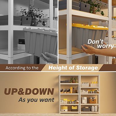 5 Tier 24" W x 16" D x 60" H Storage Shelves White Metal Garage Shelving