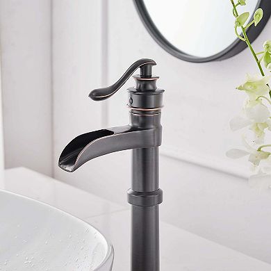 Waterfall Single Hole Single-Handle Vessel Bathroom Faucet with Pop-up Drain