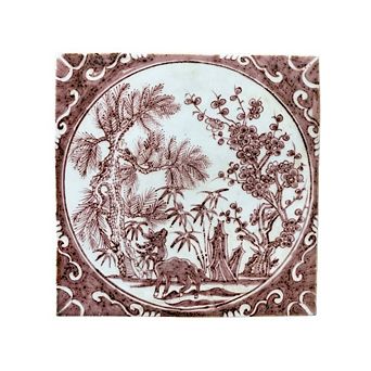 Hand Painted Porcelain Auspicious Deer Tile