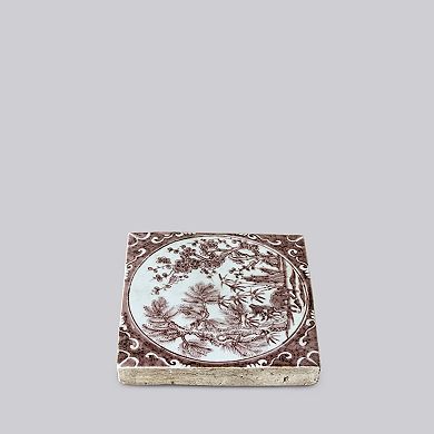 Hand Painted Porcelain Auspicious Deer Tile