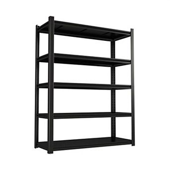 59" Wide Black Metal Shelves with 5 Removable Dividers