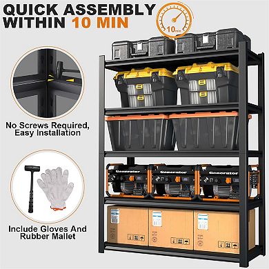 59" Wide Black Metal Shelves with 5 Removable Dividers