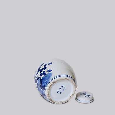 Porcelain Peony Lidded Round Storage Jar