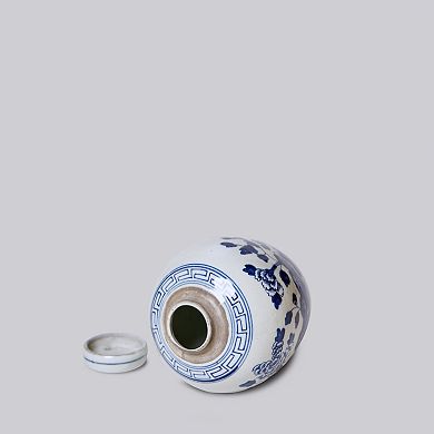 Porcelain Peony Lidded Round Storage Jar