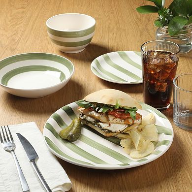 Gibson Home Kenwood Shores 16 Piece Dinnerware Set Hand-Painted Stoneware Plates and Bowls