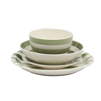 Gibson Home Kenwood Shores 16 Piece Dinnerware Set Hand-Painted Stoneware Plates and Bowls