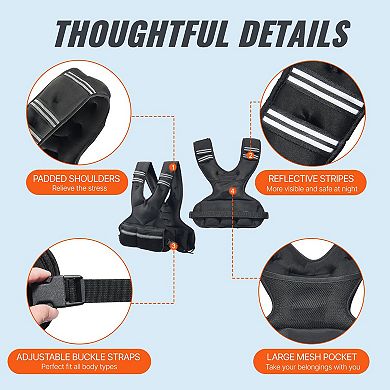 Adjustable Weighted Vest 11 to 20 Lb with Removable Weights