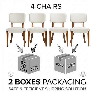 GOMYHOME Upholstered Dining Chairs Set of 4, Beige Fabric Side Chairs with Solid Wood Legs