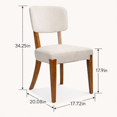 GOMYHOME Upholstered Dining Chairs Set of 4, Beige Fabric Side Chairs with Solid Wood Legs