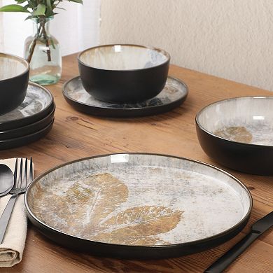 Gibson Elite Chantilly Hill 16-Piece Porcelain Dinnerware Set, Round - Multicolor Leaf