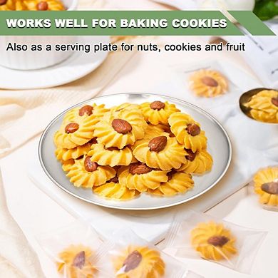 Zoulao 8-Pack 10-Inch Stainless Steel Plates, Lightweight Unbreakable, Dishwasher Safe.