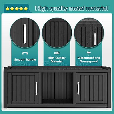 EFU 12 Pair Shoe Storage Cabinet, Waterproof Resin Entryway Bench with 2 Doors, Easy Assembly