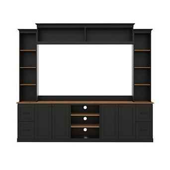 Trikiousd 4-in-1 Farmhouse TV Stand Wall Unit with Drawers & Shelves for TVs Up to 70"