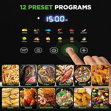 Nutrichef 6.3 QT Electric Air Fryer 12-1 Preset