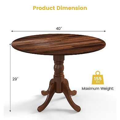 Round Wooden Dining Table with Solid Rubber Wood Trestle Base