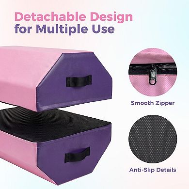 Detachable Octagon Tumbling Mat, Foam Skill Trainer for Kids Cheerleading, Waterproof Cover