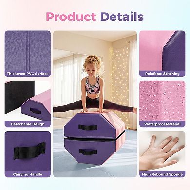 Detachable Octagon Tumbling Mat, Foam Skill Trainer for Kids Cheerleading, Waterproof Cover