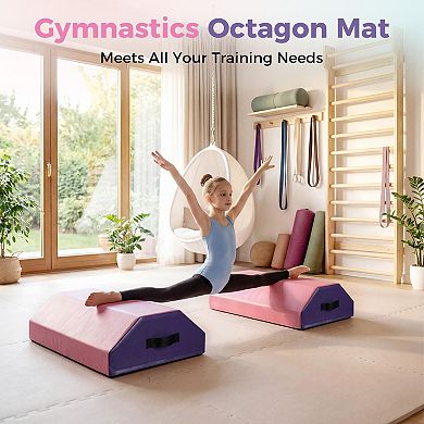 Detachable Octagon Tumbling Mat, Foam Skill Trainer for Kids Cheerleading, Waterproof Cover