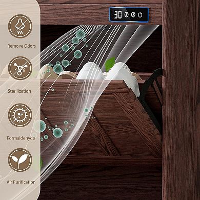 Shoe Storage Cabinet with 2 Flip Drawers Deodorizer Slim Entryway Shoe Rack Walnut Holds 16 Pairs
