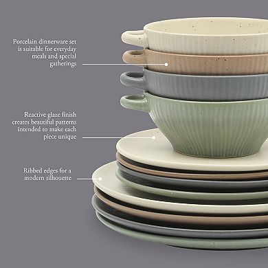 Gibson Elite Clover Hill 12-Piece Stoneware Dinnerware Set