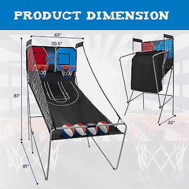 Foldable Dual Shot Basketball Arcade Game with 8 Modes and Electronic Scoring