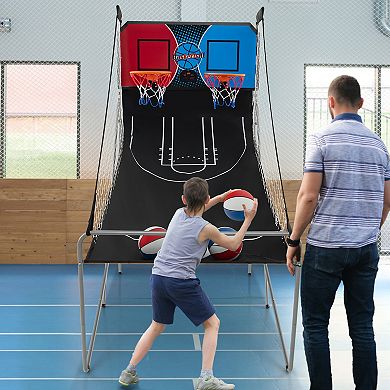 Foldable Dual Shot Basketball Arcade Game with 8 Modes and Electronic Scoring