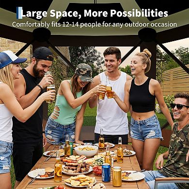 13FT Pop Up Gazebo 6 Sided Canopy Tent with Mosquito Netting Removable Canopy Top Wind Cloths