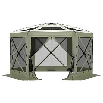 13FT Pop Up Gazebo 6 Sided Canopy Tent with Mosquito Netting Removable Canopy Top Wind Cloths