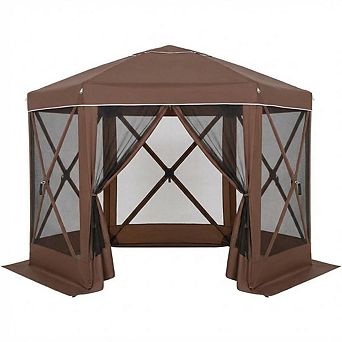 13FT Pop Up Gazebo 6 Sided Canopy Tent with Mosquito Netting Removable Canopy Top Wind Cloths