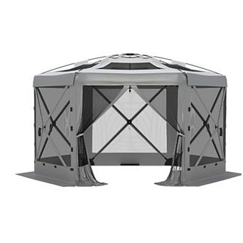 13FT Pop Up Gazebo 6 Sided Canopy Tent with Mosquito Netting Removable Canopy Top Wind Cloths