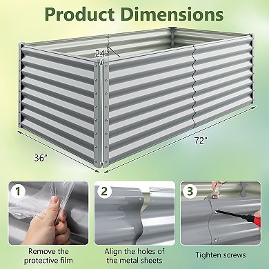 Metal Raised Garden Bed 6 x 3 x 2 Ft Open Bottom Planter Box