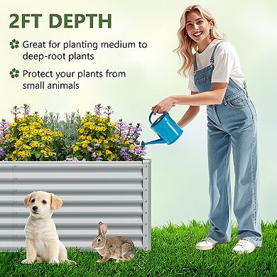 Metal Raised Garden Bed 6 x 3 x 2 Ft Open Bottom Planter Box