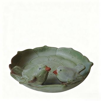 Ceramic Bird Bath Bowl 9.45 Inch for Outdoor Ground Use Garden Tabletop Deck Lawn