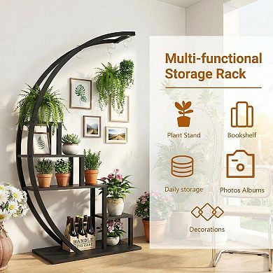 5-Tier Indoor Plant Stand, Metal Half Moon Tiered Flower Rack 2 Pack Tall Plant Shelf