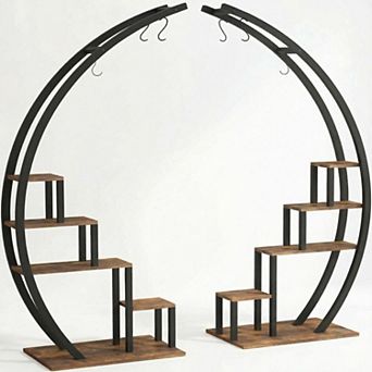 5 tier Indoor Plant Stand, Metal Half Moon Tiered Flower Rack 2 Pack Tall Plant Shelf