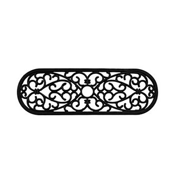 HomeRoots 10" X 30" Black Rubber Outdoor Door Mat