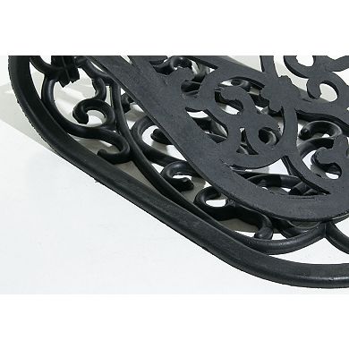 HomeRoots 10" X 30" Black Rubber Outdoor Door Mat