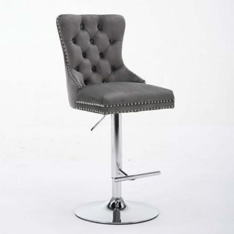 Adjustable Swivel Bar Stools Set of 2 with Upholstered Back