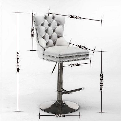 Adjustable Swivel Bar Stools Set of 2 with Upholstered Back
