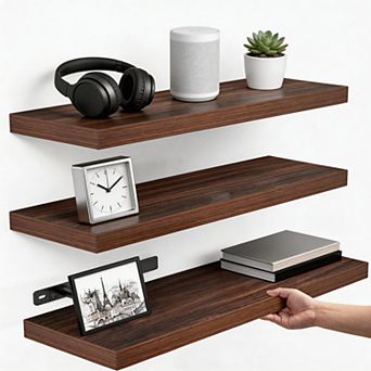 Rustic Wood Wall Mounted Storage Shelf