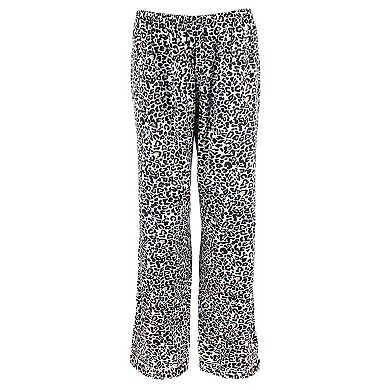 CTM Women's Plus Size Satin Leopard Print Pajama Set