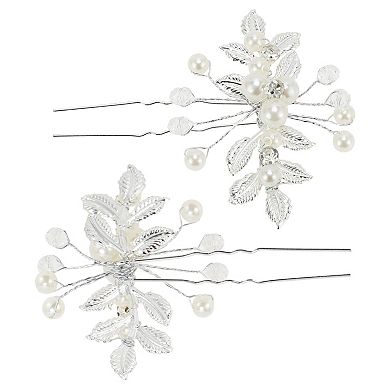3.15"x2.76" U-shaped Faux Pearls Decorative Hairpin for Women 1 Pc