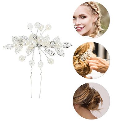 3.15"x2.76" U-shaped Faux Pearls Decorative Hairpin for Women 1 Pc