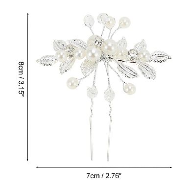 3.15"x2.76" U-shaped Faux Pearls Decorative Hairpin for Women 1 Pc