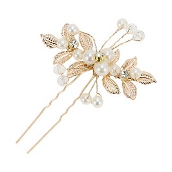 3.15"x2.76" U-shaped Faux Pearls Decorative Hairpin for Women 1 pc